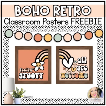 Preview of Retro Classroom Decor Boho FREEBIE