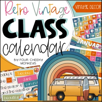 Preview of Retro Classroom Decor //  Groovy 70's Themed Classroom Decor Calendar