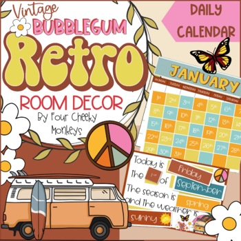 Preview of Retro Classroom Decor //  Groovy 70's Themed Classroom Decor Calendar
