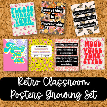 Preview of Retro Classroom Posters Growing Set