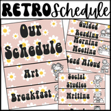 Retro Classroom Schedule - Retro Daisy Smiley - Editable