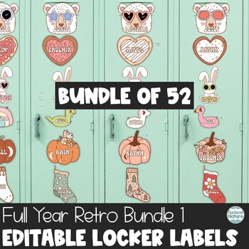 Preview of Retro Cubby Tags for the Whole Year – Editable Locker Labels for Each Month
