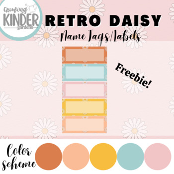 Retro Daisy: Coordinating Name Tags/Labels by Growing Kindergartens