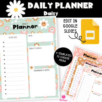 Preview of Retro Daisy Daily Planner (Google Slides Editable)