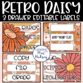 Retro Daisy Editable 3 Drawer Labels