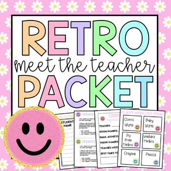 Preview of Retro Daisy Meet The Teacher Packet l Editable Materials
