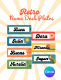 Retro Desk Name Plates - Editable in Canva