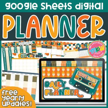 Preview of Retro Digital Teacher Planner | Google Sheets | Free Updates
