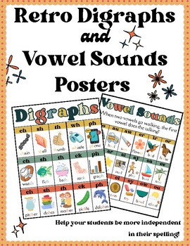Preview of Retro Digraphs and Vowel Sounds Posters
