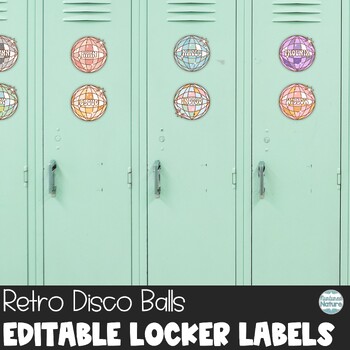 Preview of Retro Disco Ball Name Tags - Editable Locker Labels or Cubby Tags for New Years