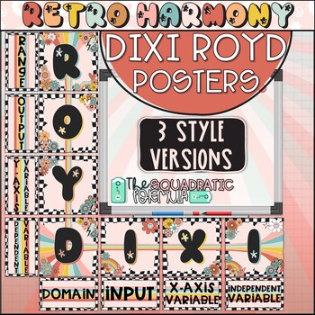 Preview of Retro Domain & Range Function Posters DIXI ROYD - Secondary Math Classroom Decor