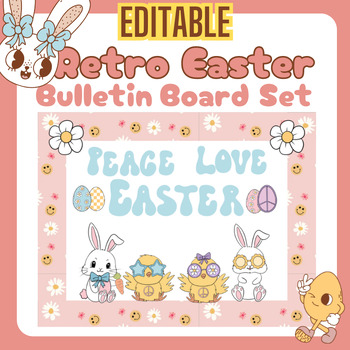 Preview of Retro Easter Bulletin Board Set Spring Clip Art Retro Alphabet