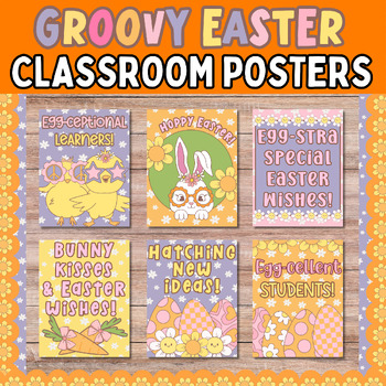 Preview of Retro Easter Vibes Bulletin Board Posters, Retro Easter Classroom Posters