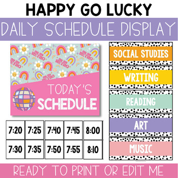 Preview of Retro Editable Daily Schedule Display for Classroom / Groovy Visual Time Table