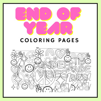 Preview of Retro End of Year Coloring Page - FREEBIE