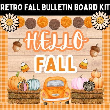 Preview of Retro Fall Bulletin Board Set: Groovy Hello Fall Classroom Door Decor