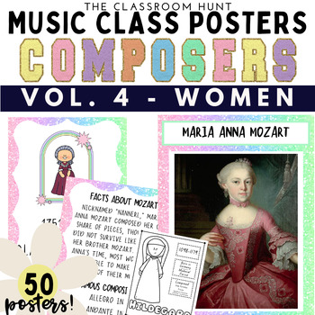 Preview of Retro Female Composer Posters AND Coloring Sheets - Vol. 4 | Women Composers