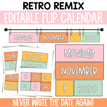 Preview of Retro Flip Calendar for Classroom / Calendar Display for Classroom