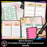 Retro Flowers Teacher Planner and Assessment Book BUNDLE