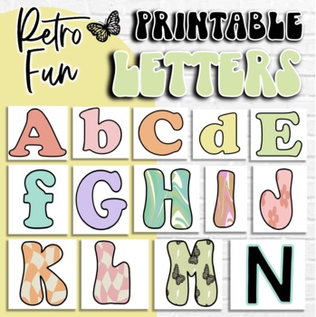 Preview of Retro Fun Classroom Decor Bulletin Board Printable Letters