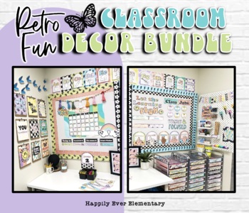 Preview of Retro Fun Classroom Decor Bundle | Editable Student Resources/ Materials
