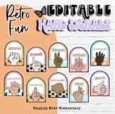 Retro Fun Classroom Decor Hand Signal Posters | EDITABLE