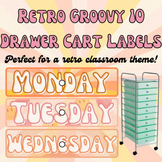 Retro Groovy 10 Drawer Cart Labels - EDITABLE