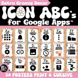 Retro Groovy Alphabet Cards Google Icons ABC in Print and 