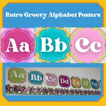 Retro Groovy Alphabet Posters by Miss A Creative Chaos | TPT