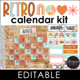 Retro Groovy Calendar Display Editable