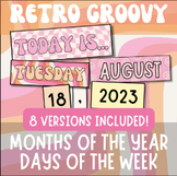 Retro Groovy Calendar Header Labels Months of Year Days of