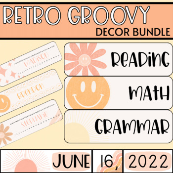 Preview of Retro Groovy Classroom Decor Bundle