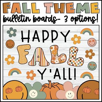 Preview of Retro Groovy Fall Bulletin Board | Pumpkin Bulletin Board