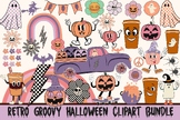 Halloween Clip Art Bundle - Retro Groovy Spooky Halloween 
