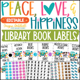 Retro Groovy LIBRARY BOOK LABELS Classroom Decor Peace Lov