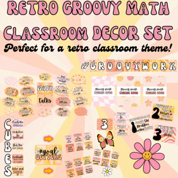 Preview of Retro Groovy Math Decor Bundle