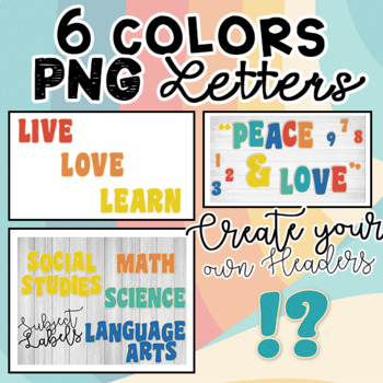 Preview of Retro Groovy Rainbow - PNG alphabet and numbers 6 colors