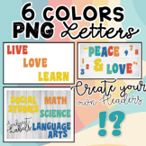 Retro Groovy Rainbow - PNG alphabet and numbers 6 colors