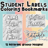 Retro Groovy Rainbow - Student Name Coloring Labels/Bookmarks