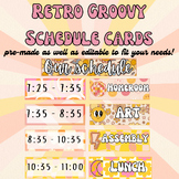 Retro Groovy Schedule Cards - EDITABLE