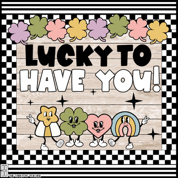 Preview of Retro Groovy St. Patrick Day March Bulletin Board Lucky Charms Door Display Kit