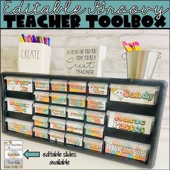 Preview of Retro Groovy Teacher Toolbox Labels