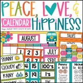 Retro Groovy Theme CALENDAR SET Classroom Decor Peace, Lov