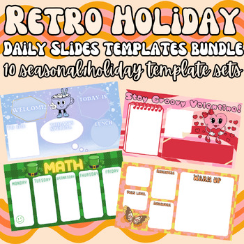 Preview of Retro Holiday/Seasonal Daily Slides Template Bundle - Over 1000 Slides!