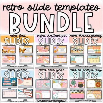 Preview of Retro Seasonal Classroom Slide Templates with Timers - Google and Powerpoint