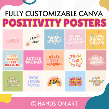 Preview of Retro-Inspired Positivity Classroom Posters | Fully Customizable in Canva