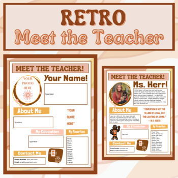 Preview of Retro "Meet the Teacher" Editable on Google Slides 