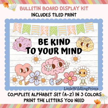 Preview of Retro Mental Health Matters Bulletin Board Kit, Mental Health Awareness Bulletin