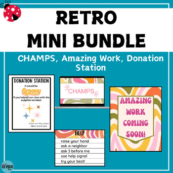 Preview of Retro Mini-Bundle // Classroom Decor //Amazing Work // CHAMPS