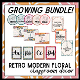 Preview of Retro Modern Floral Classroom Decor Theme | GROWING BUNDLE